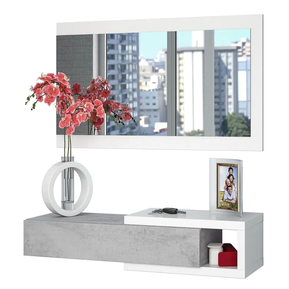 Mueble de recibidor con espejo Noon Blanco Artik de Leroy Merlin