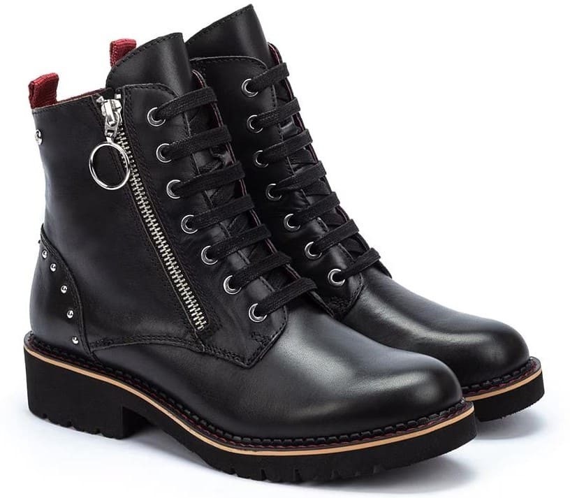 Botines de piel con cordones, cremallera y suela extraligera