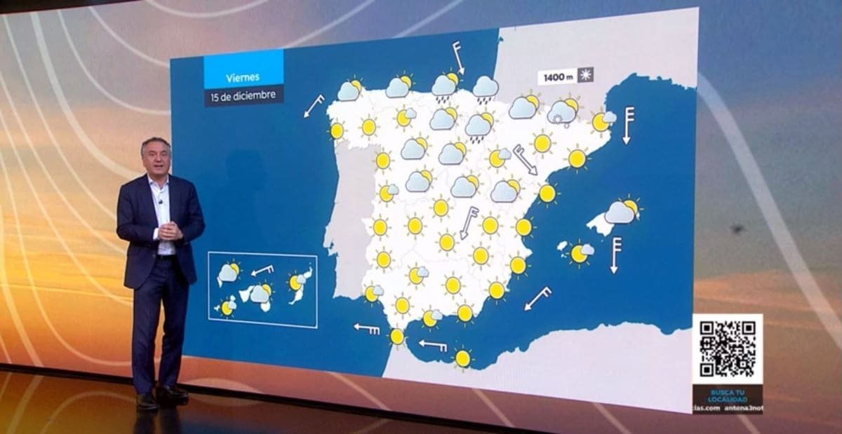 Roberto Brasero da el tiempo para este viernes 15 de diciembre | Antena 3