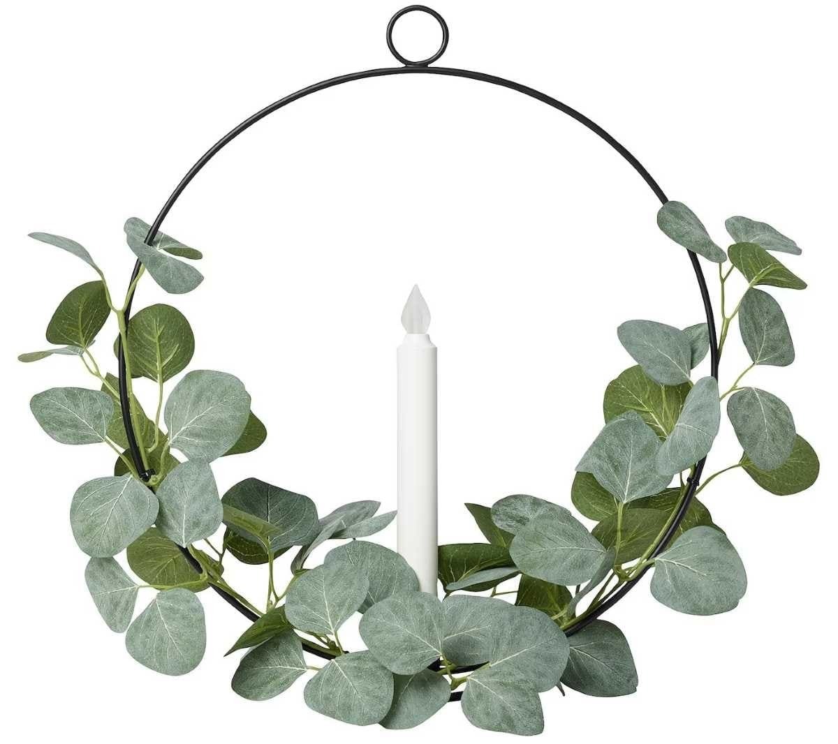 STRÅLA Soporte vela LED a pilas artificial eucalipto 36 cm de Ikea