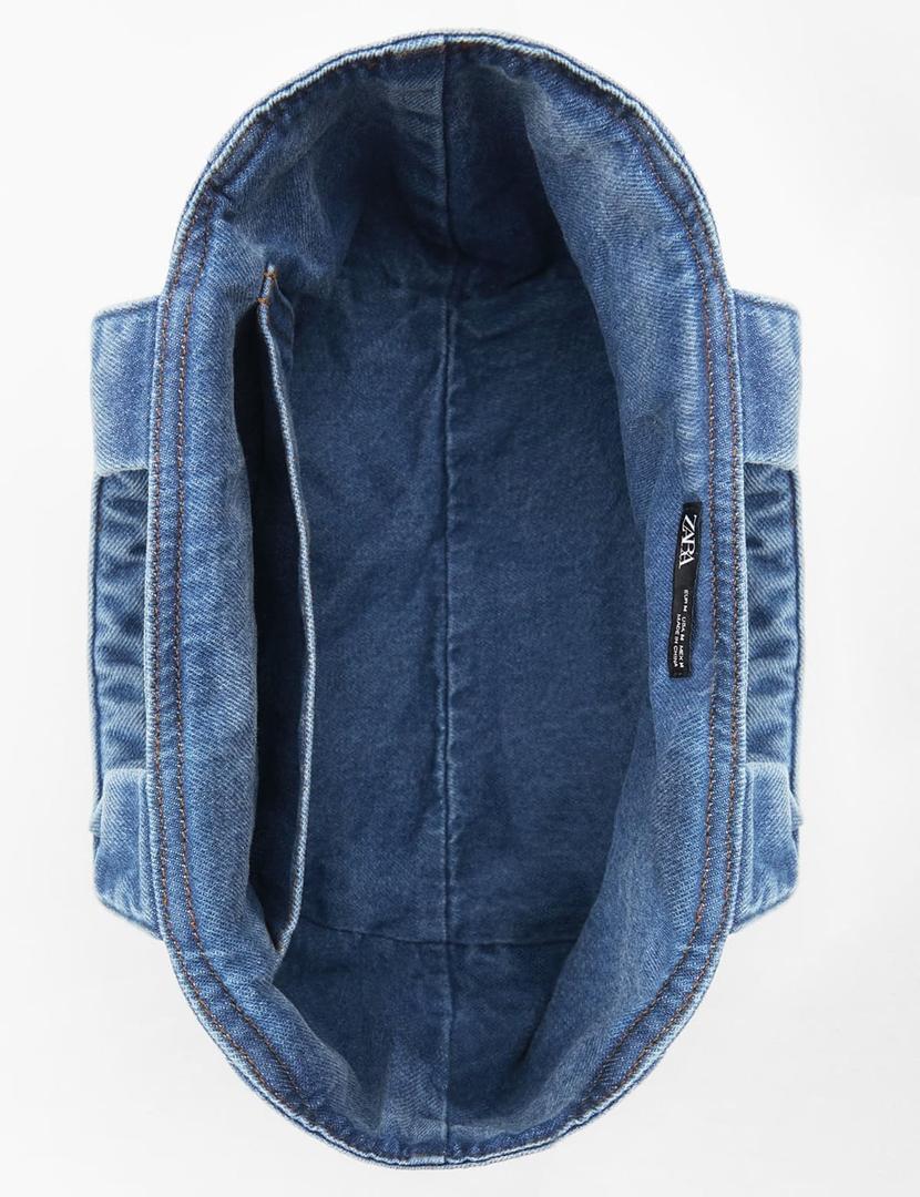 bolso shopper denim con asa de mano de Zara