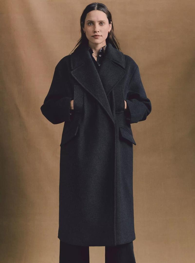 Abrigo en mezcla de lana color negro de Primark