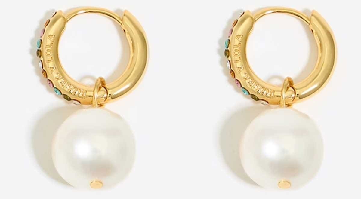 Bimba y Lola Pendientes aro con pedrería y colgante de perla de El Corte Inglés