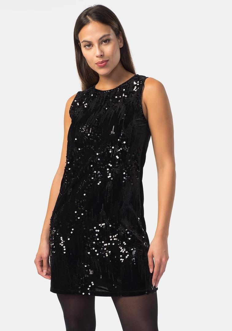 Vstido corto de lentejuelas negro de Tex en Carrefour