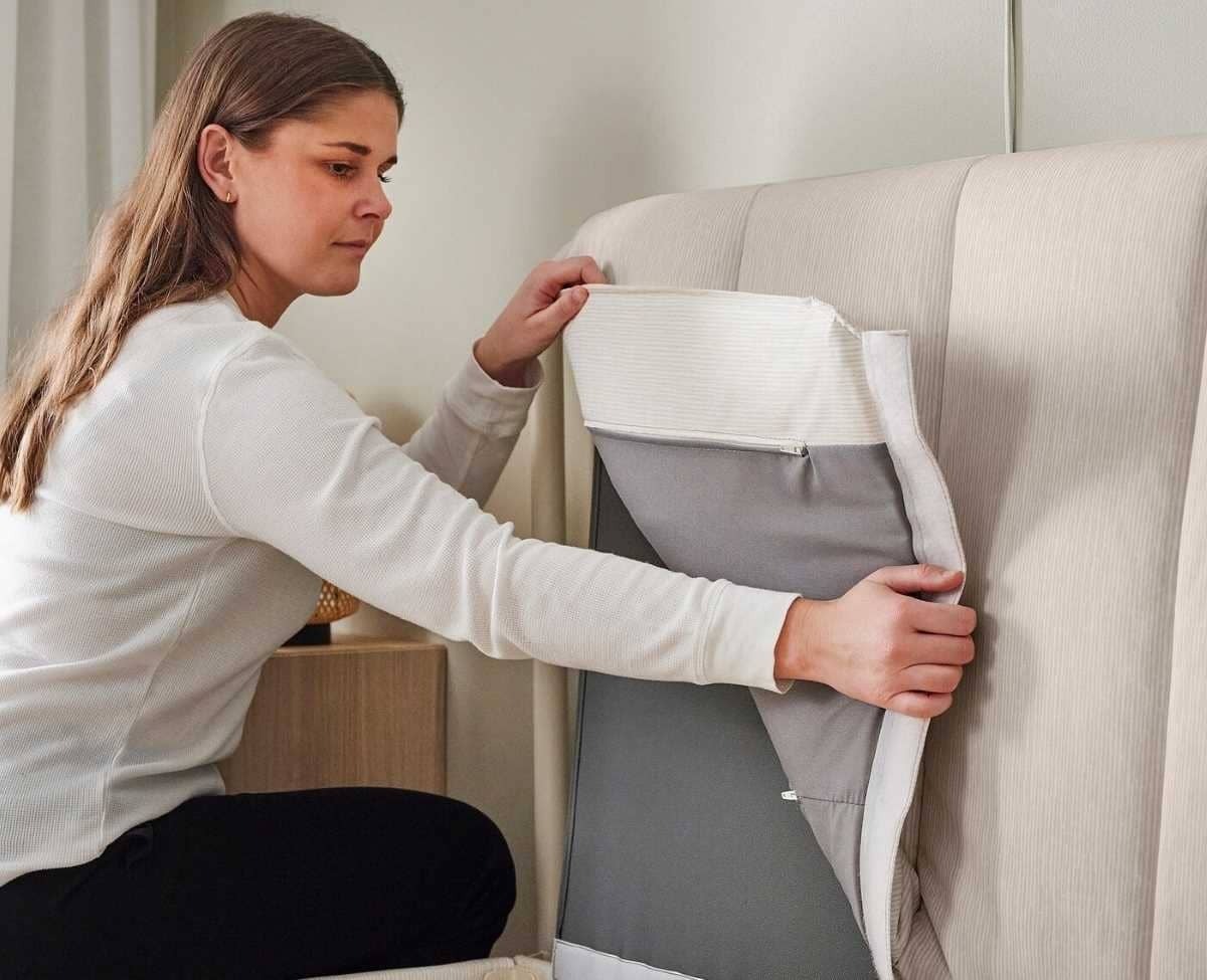 TÄLLÅSEN Estructura cama tapizada Kulsta beige claro de Ikea