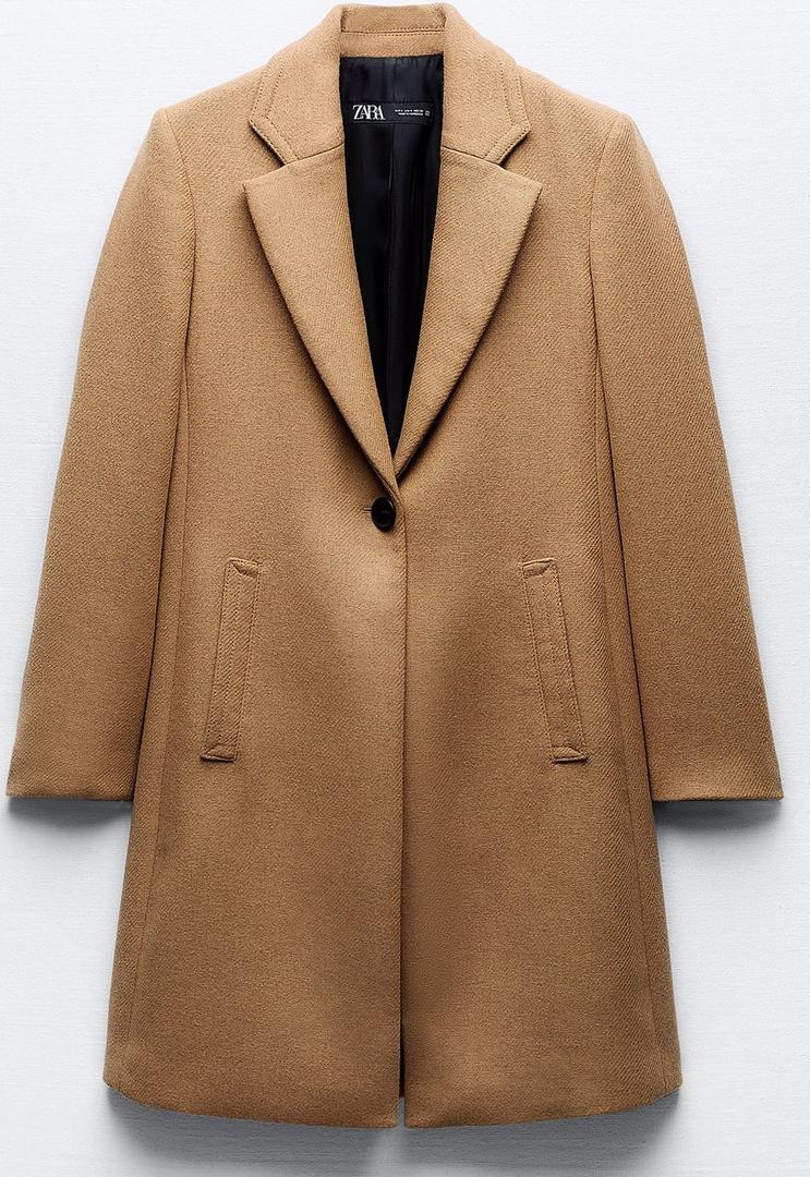 Abrigo de paño con lana minimalista de Zara