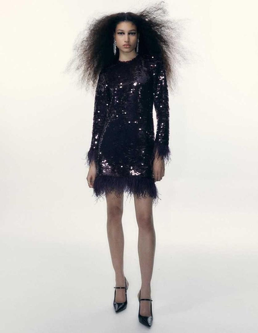 Sfera vestido lentejuelas plumas de El Corte Inglés