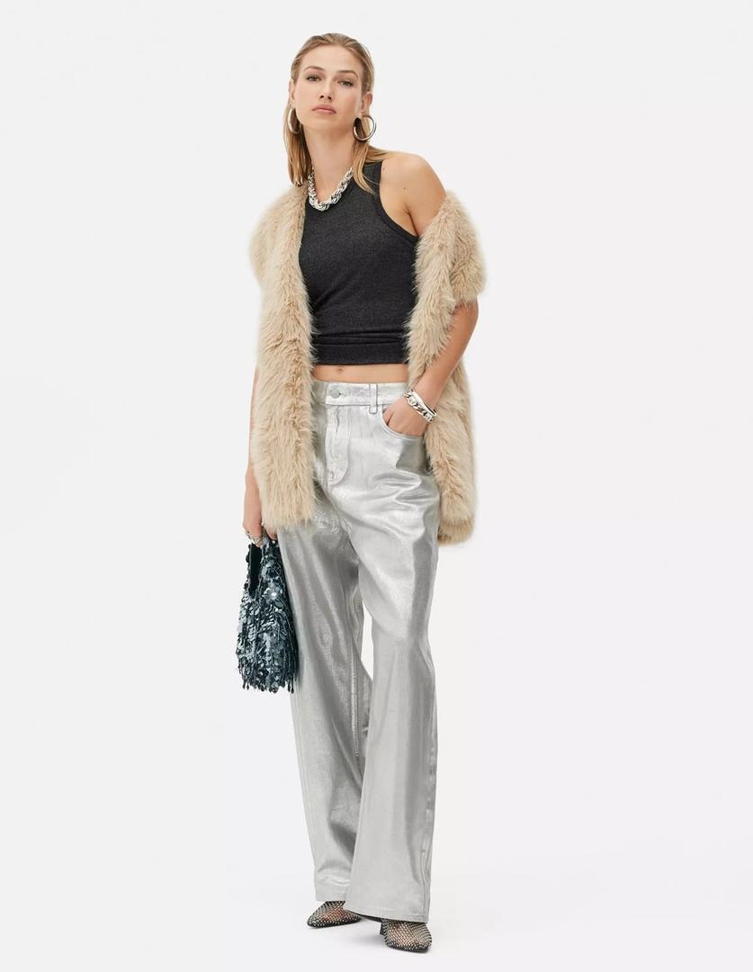 Pantalones metalizados de Pernera Ancha de Primark