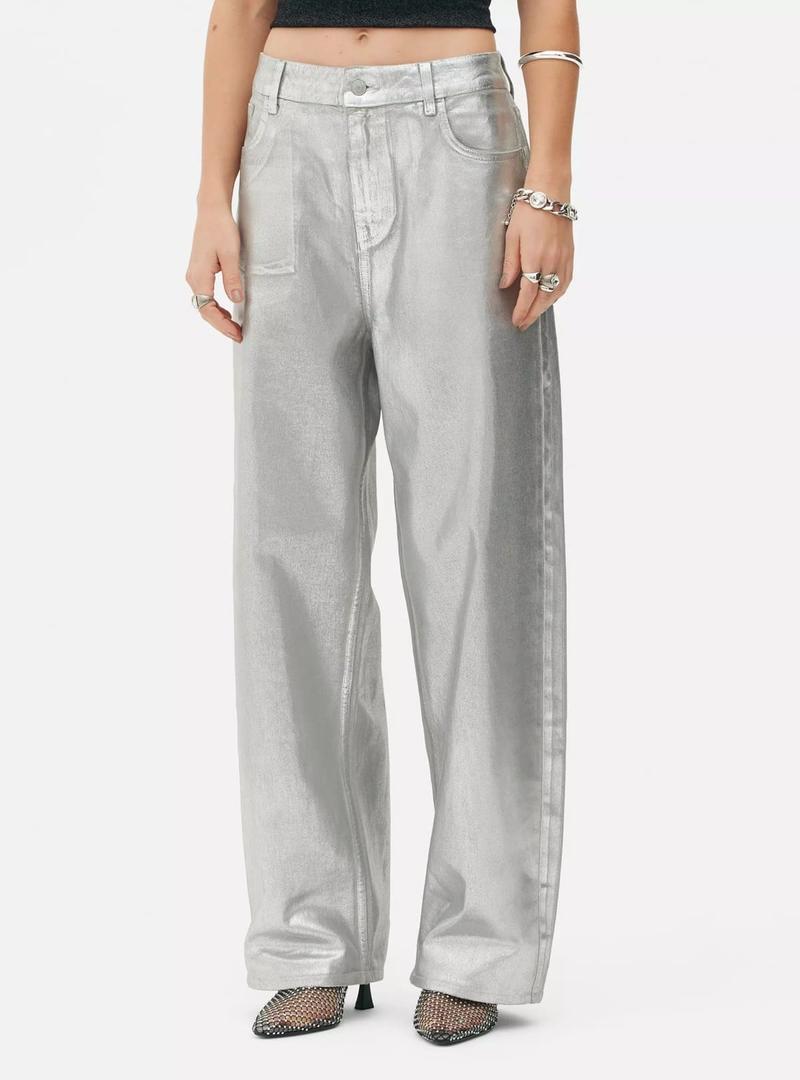 Pantalones metalizados de Pernera Ancha de Primark