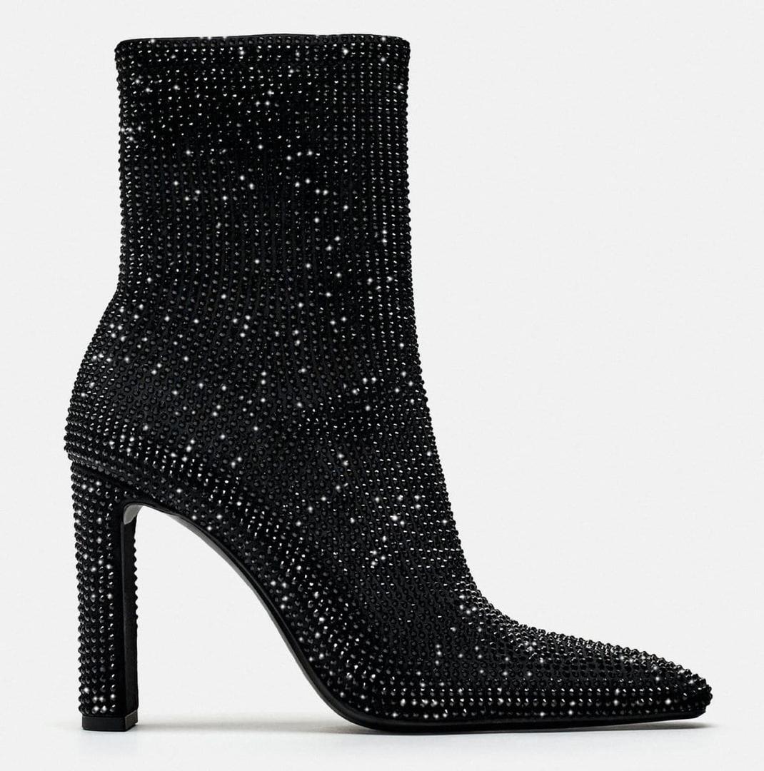 Botín de tacón con brillos