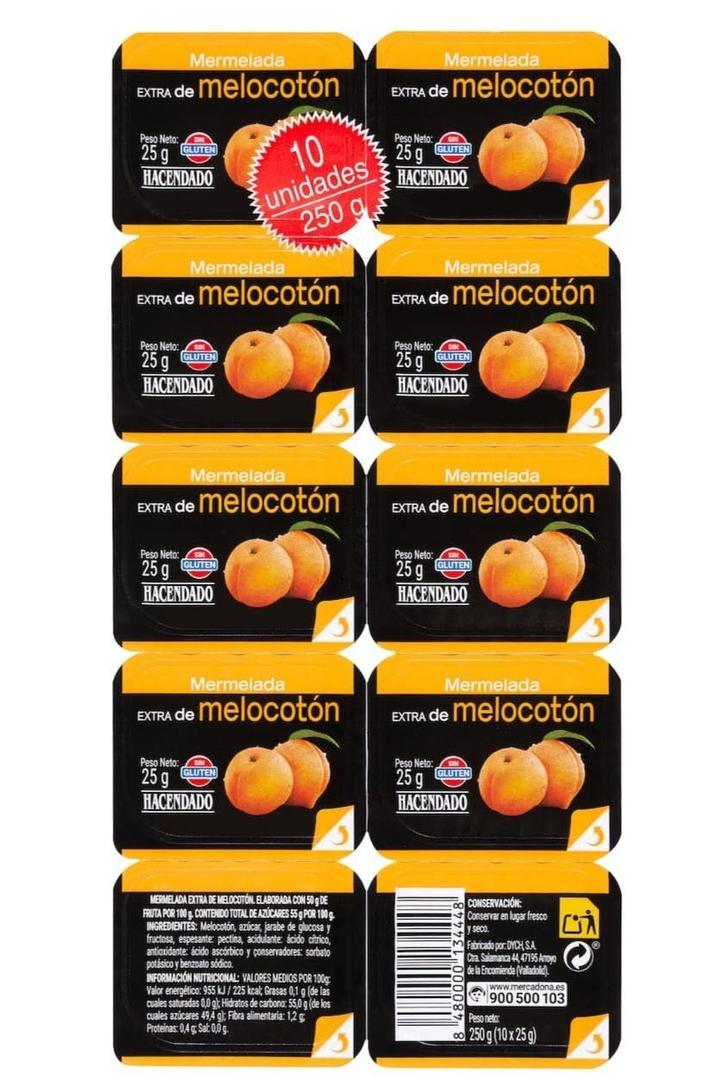 Mermelada de melocotón monodosis Hacendado