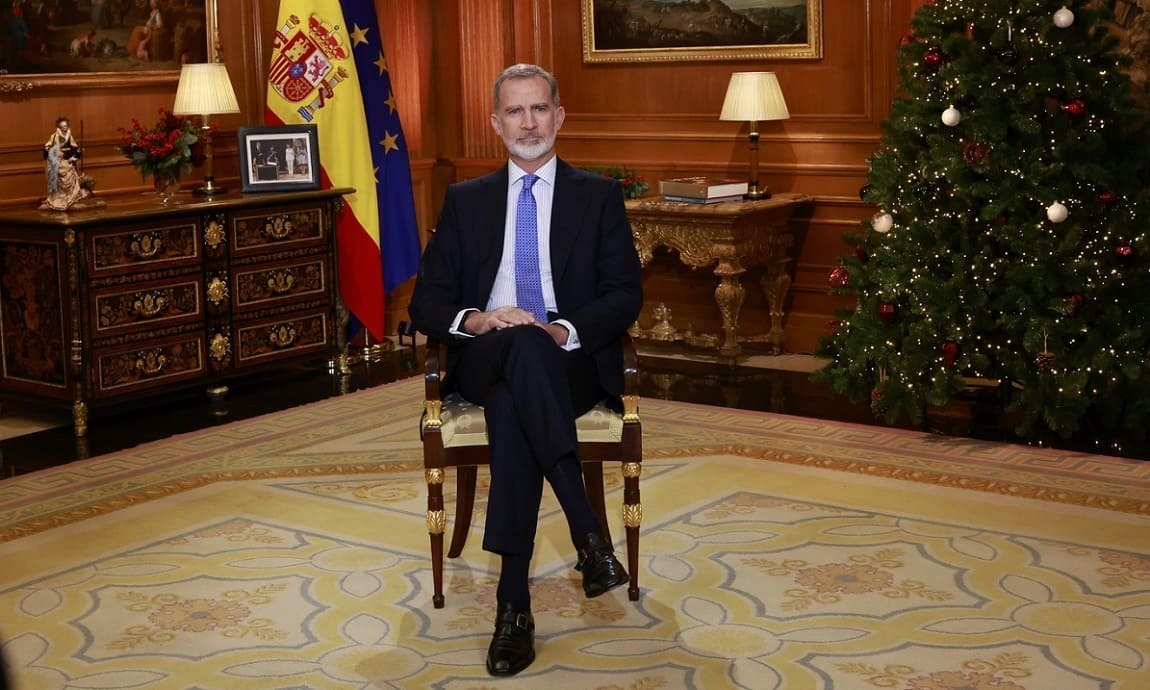 El Rey Felipe VI, durante su mensaje de Navidad