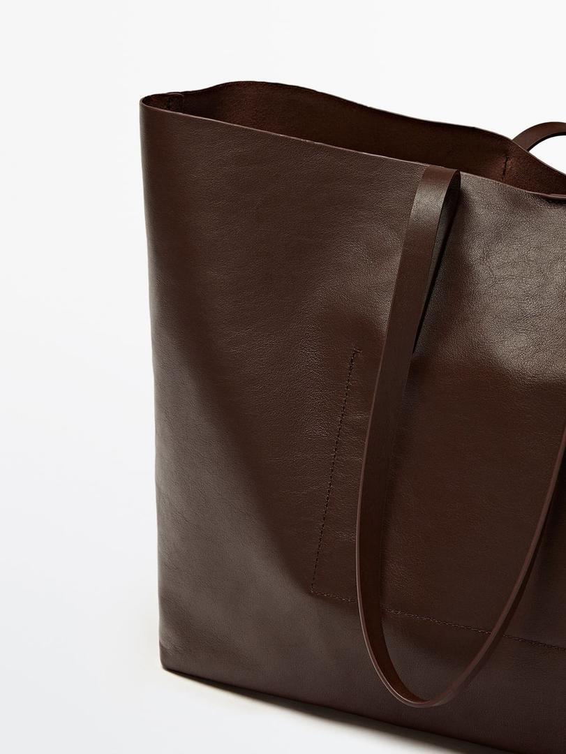 Bolso shopper XXL de piel de napa de Massimo Dutti