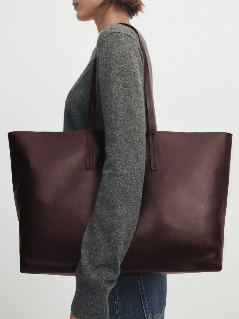 Bolso shopper XXL de piel de napa de Massimo Dutti