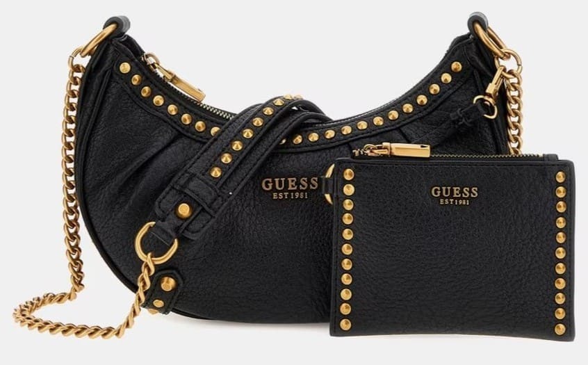 Bandolera mediana Celia de media luna con tachas