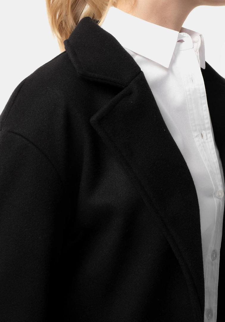 Abrigo largo de corte recto de mujer TEX negro de Carrefour