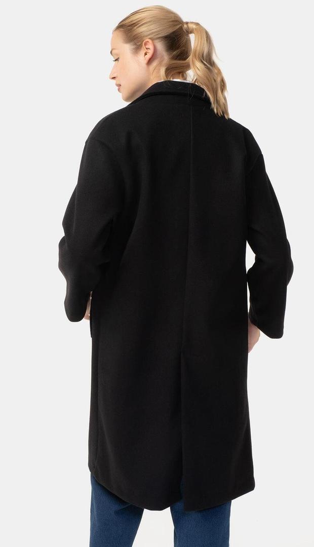 Abrigo largo de corte recto de mujer TEX negro de Carrefour