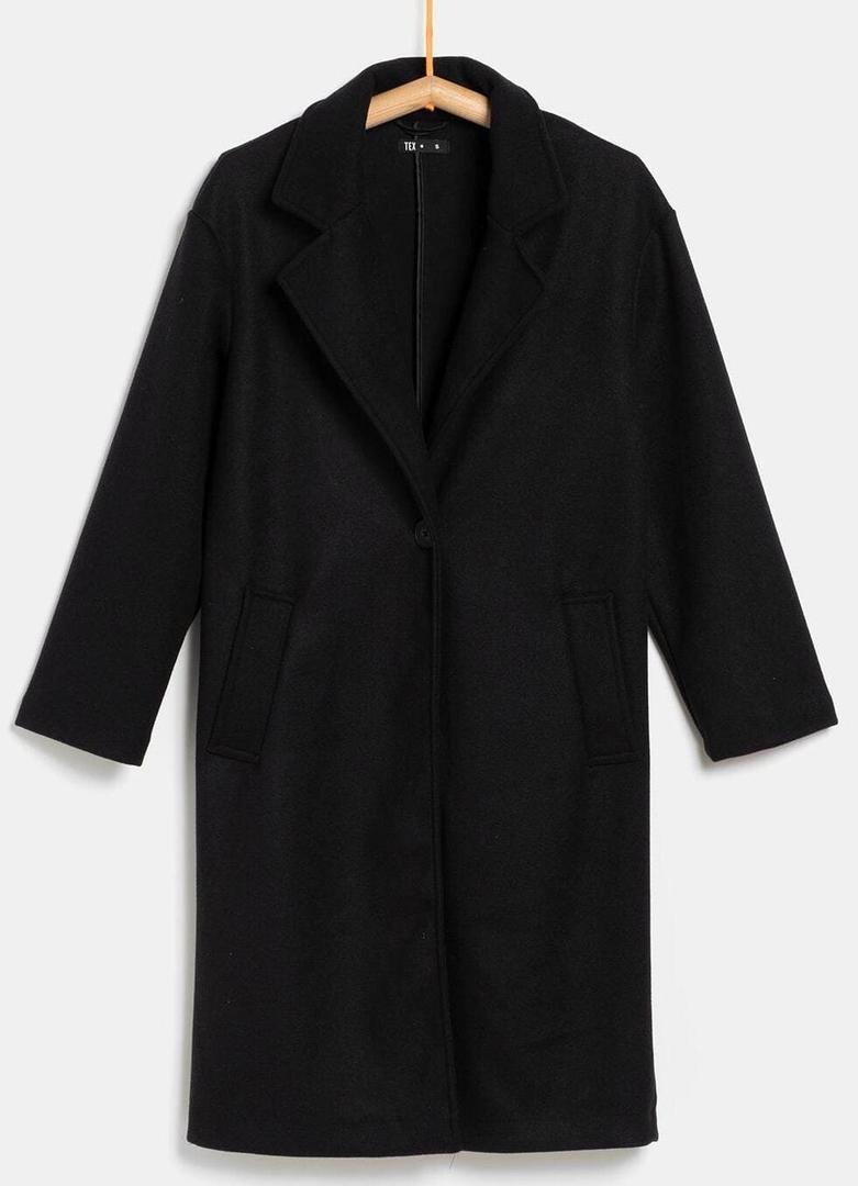 Abrigo largo de corte recto de mujer TEX negro de Carrefour