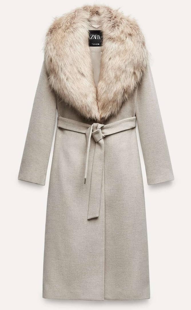 Abrigo de cuello con efecto pelo ZW Collection de Zara