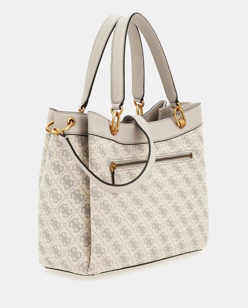 Bolso de hombro Shemara en color blanco con estampado de logos de Guess en El Corte Inglés