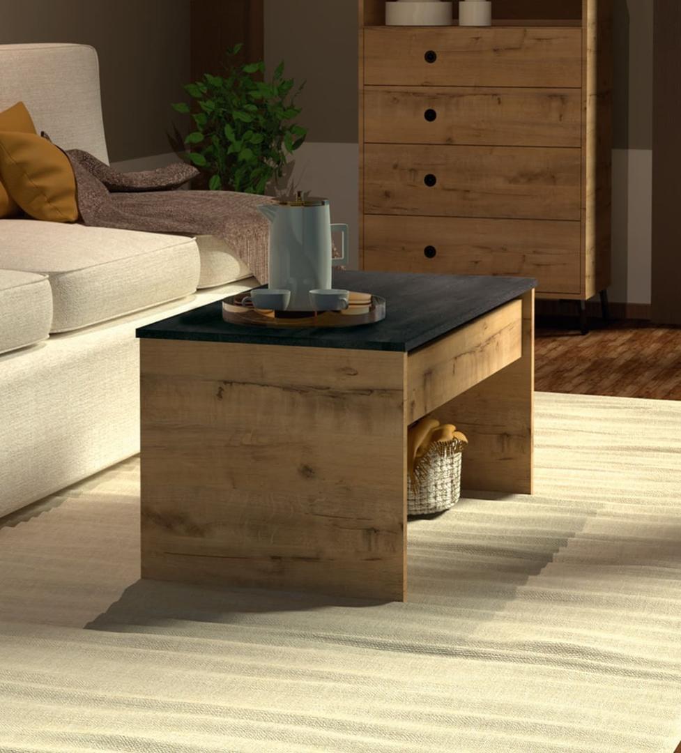 Mesa de centro elevable Iver roble y gris de Leroy Merlin