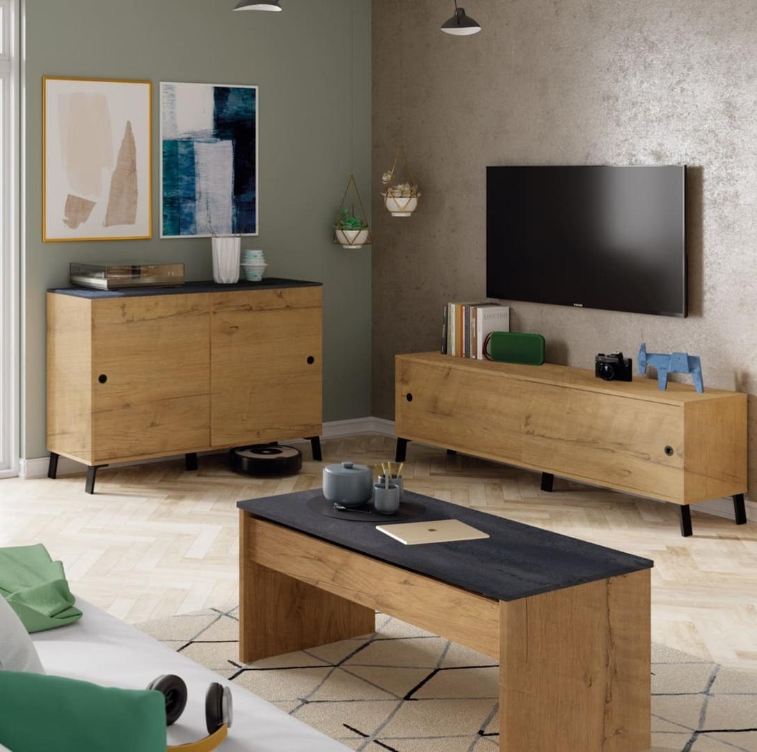 Mesa de centro elevable Iver roble y gris de Leroy Merlin