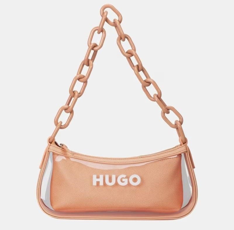 Hobo transparente con bolsa interior y asa de cadena HUGO