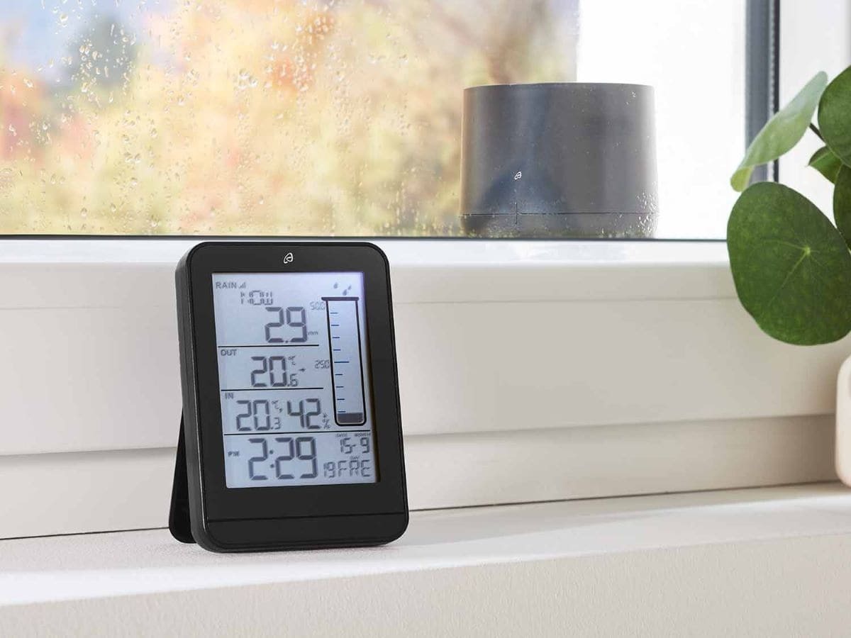 Radio estación meteorológica con pluviómetro Auriol