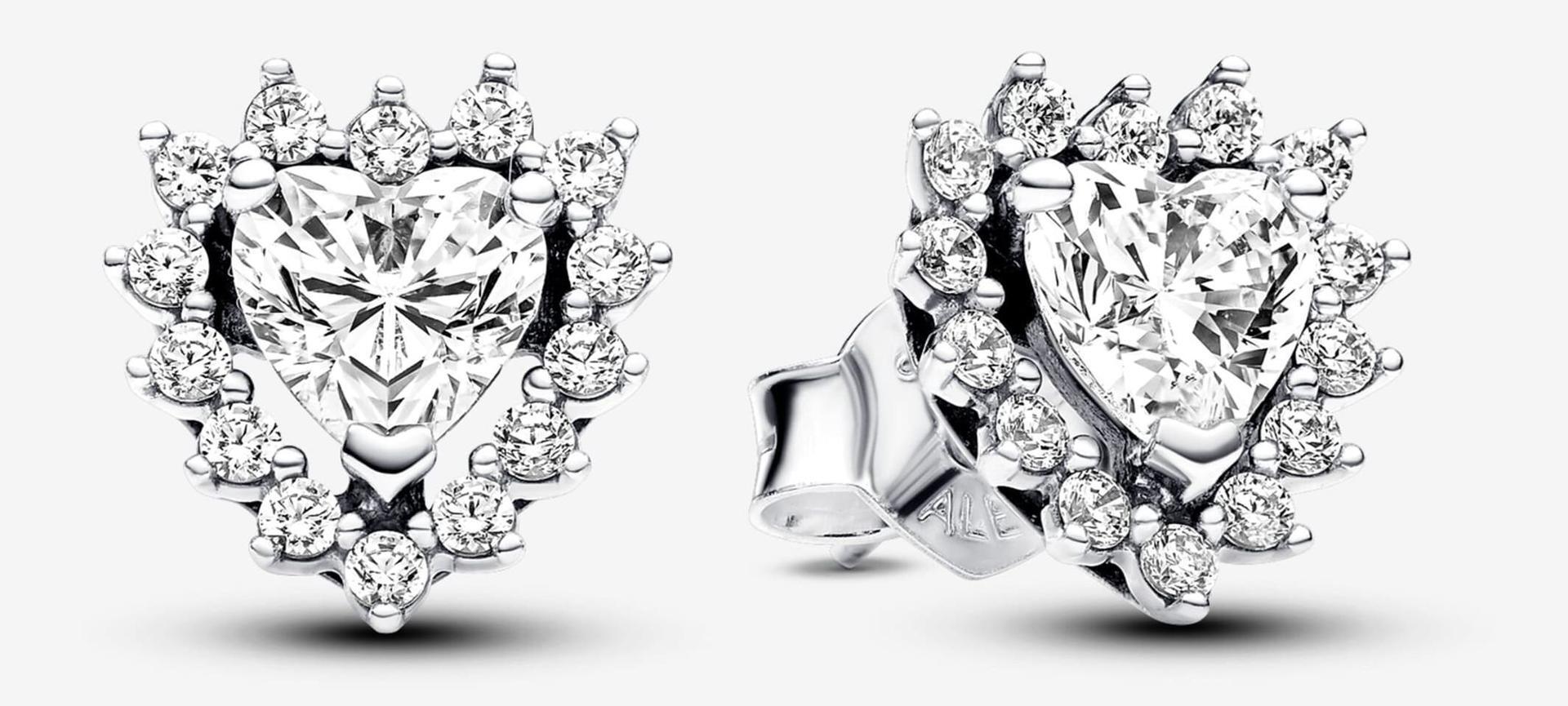 Pendientes de botón Corazón Halo de Pandora