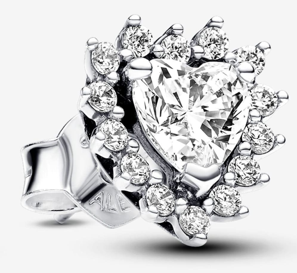 Pendientes de botón Corazón Halo de Pandora