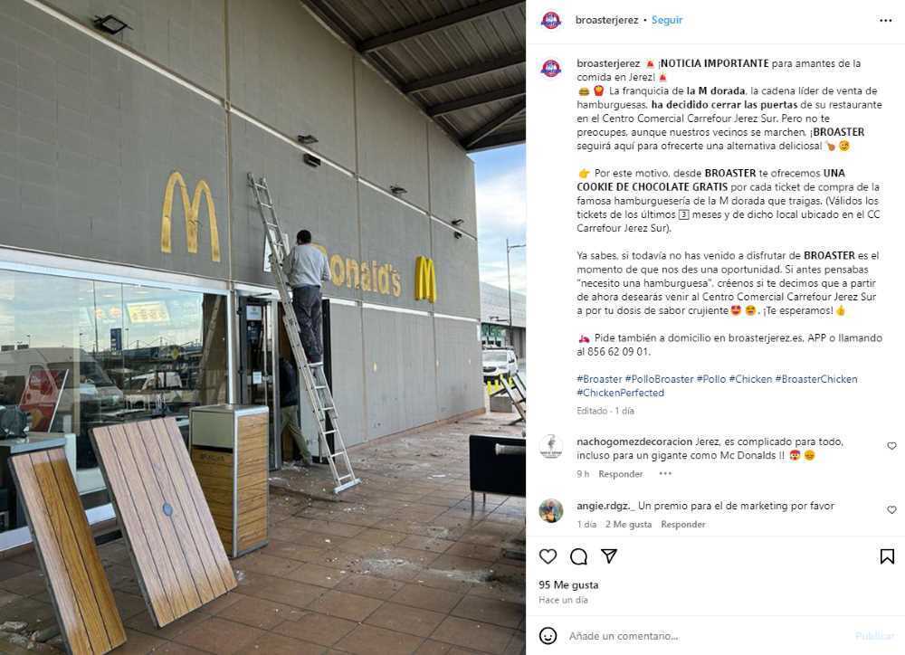 Publicación de Broaster en Instagram