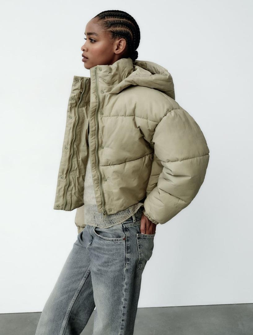 Chaqueta anorak acolchada efecto lavado de Zara