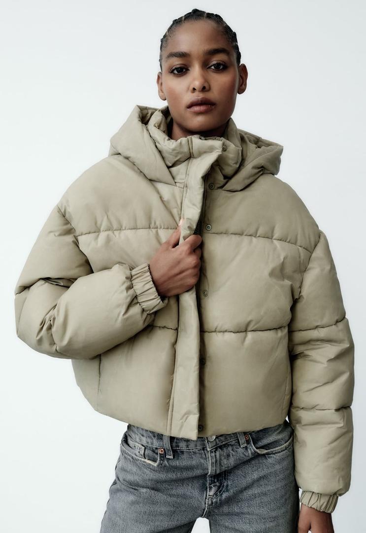 Chaqueta anorak acolchada efecto lavado de Zara