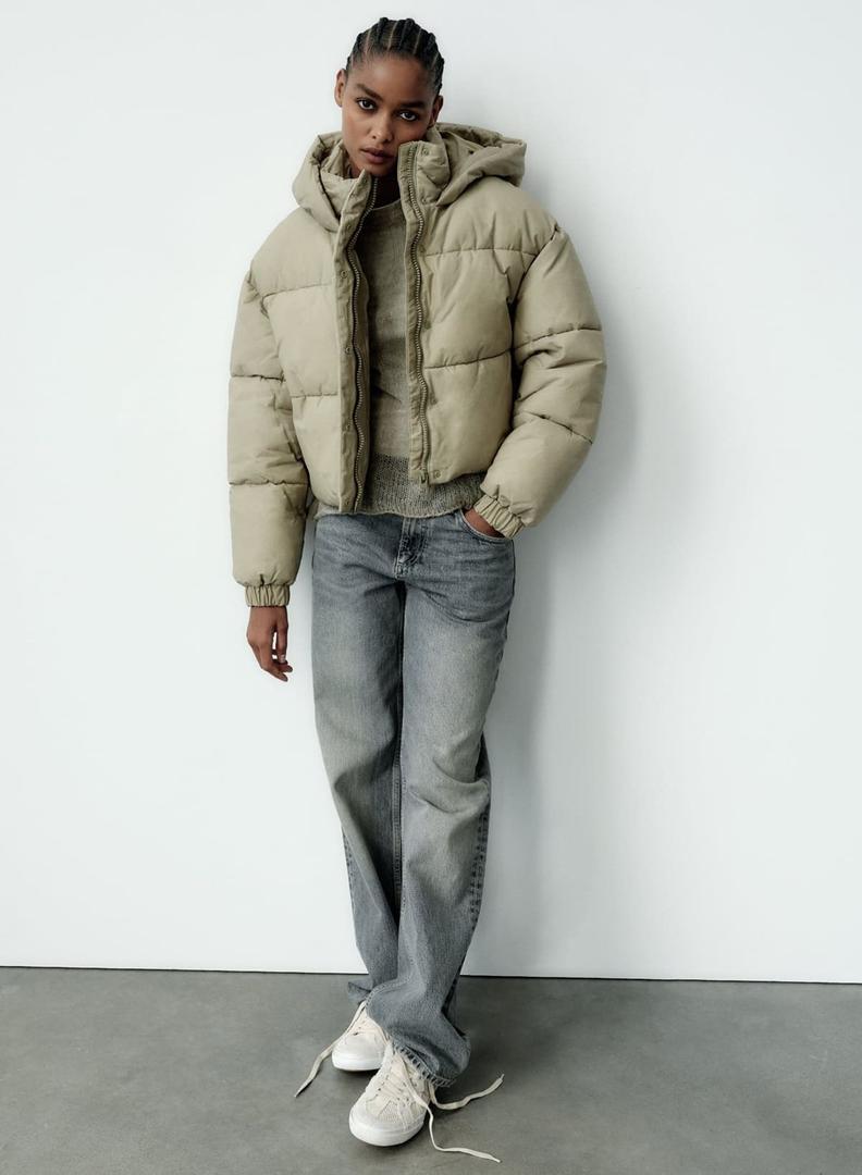 Chaqueta anorak acolchada efecto lavado de Zara