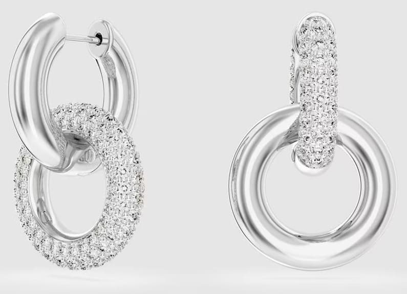Pendientes de aro Dextera bañado en rodio con cristales de Swarovski en El Corte Inglés