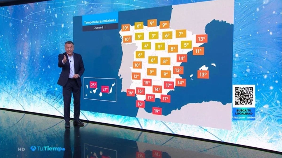 Roberto Brasero da la predicción del tiempo en Antena 3