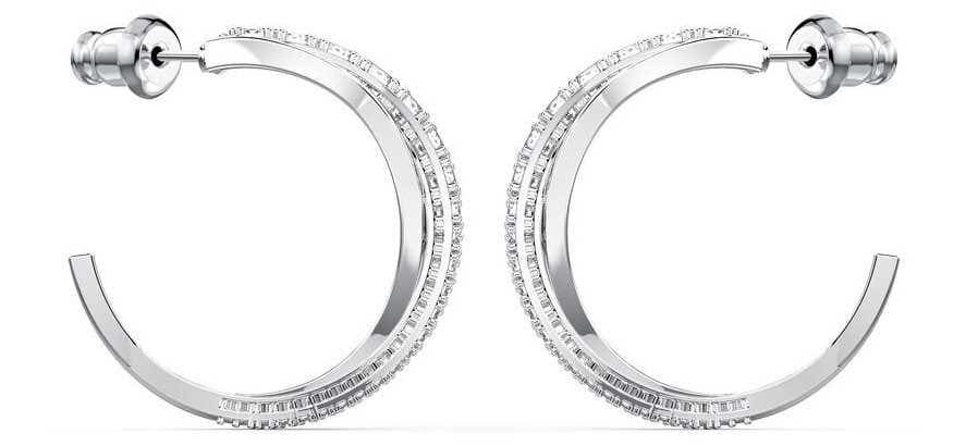 Swarovski Pendientes Twist de aro bañados en rodio con piedras transparentes de El Corte Inglés