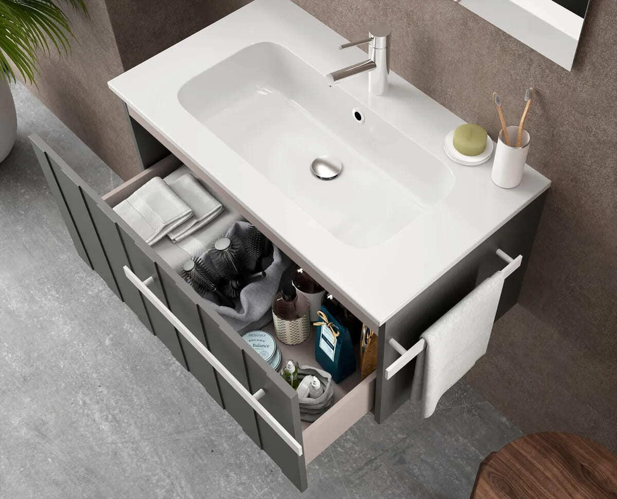 Mueble de baño con lavabo Atelier de color gris en Leroy Merlin
