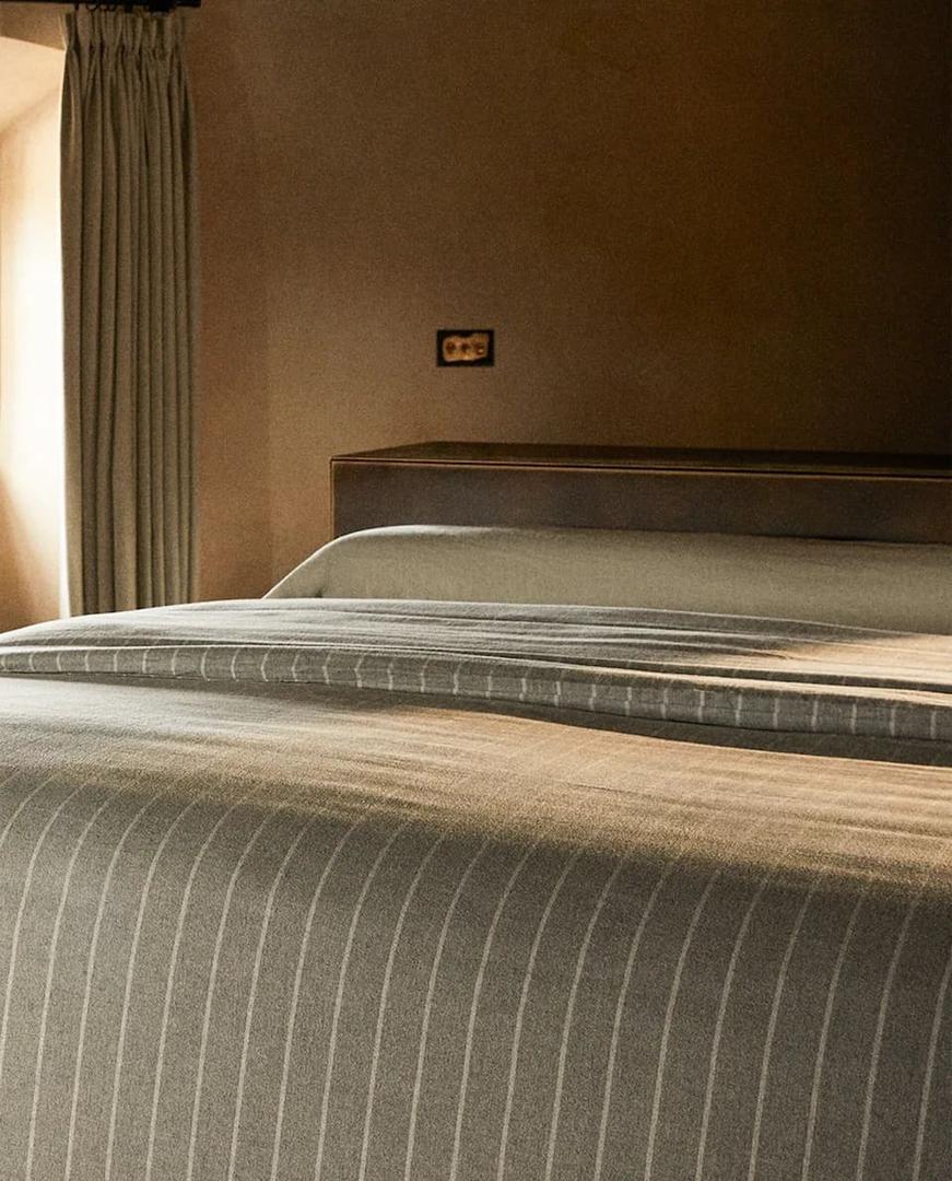 Funda nórdica de franela de rayas de Zara Home