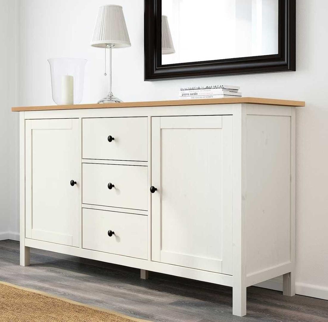 HEMNES Aparador tinte blanco y marrón claro de Ikea