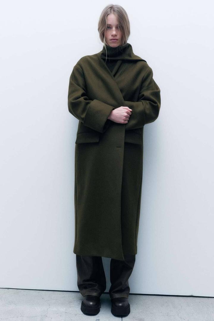 Abrigo bufanda de lana Manteco ZW Collection de Zara