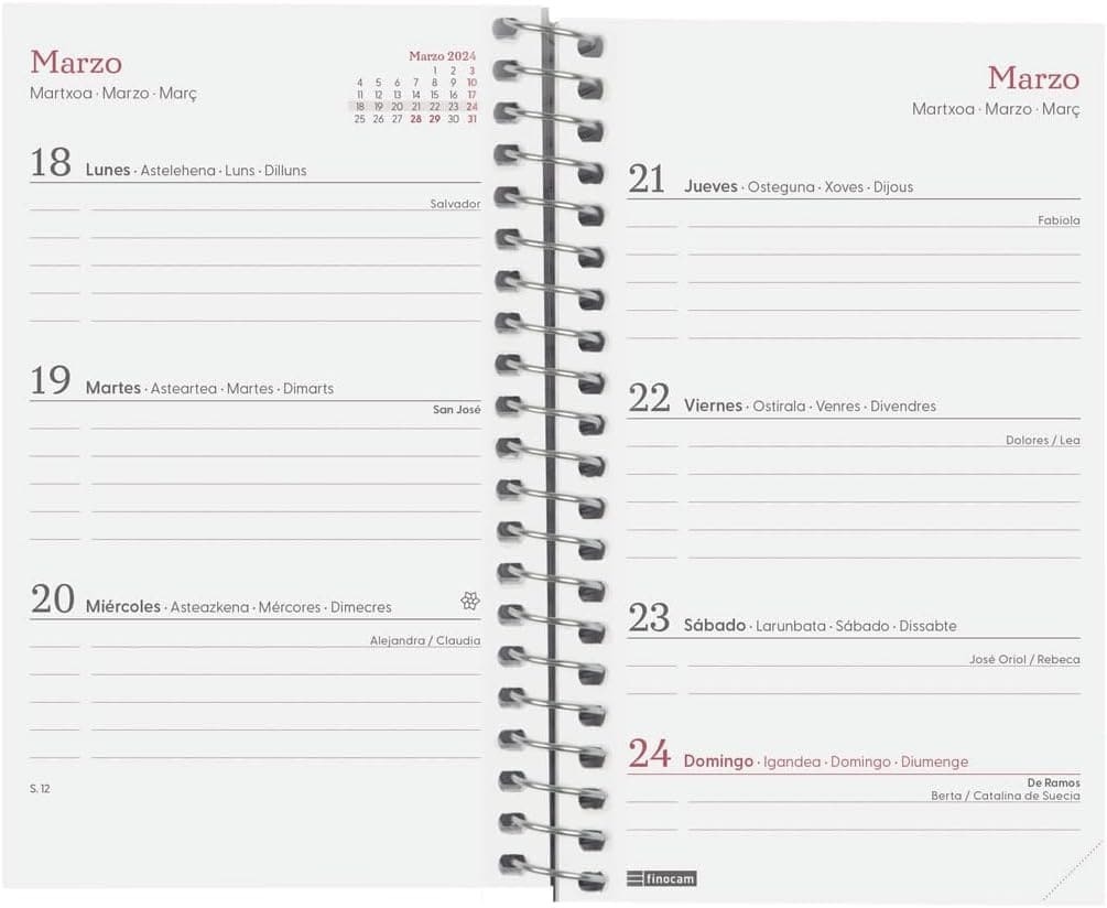 Agenda 2024 con espiral Design Collection semanal de Finocam en Amazon