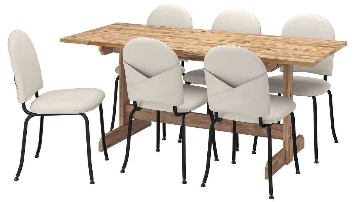 NACKANÄS  EBBALYCKE Mesa y 6 sillas, acacia Idekulla beige de Ikea