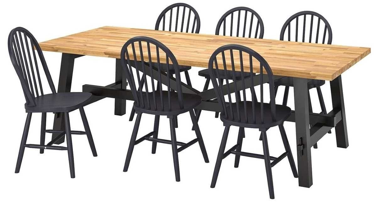 SKOGSTA Mesa y 6 sillas, acacia negro de Ikea