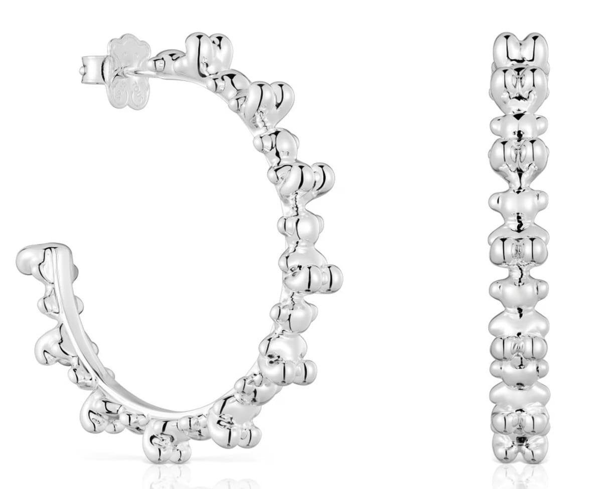 Pendientes de aro de plata Oso Bold Bear de Tous