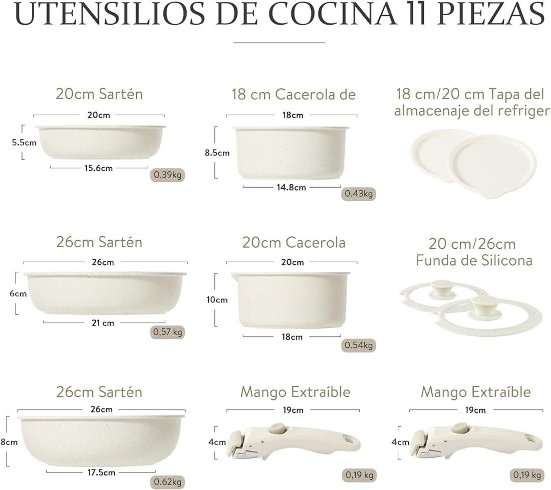 Un juego de utensilios de cocina elegante, antiadherente y muy práctico de CAROTE en Amazon