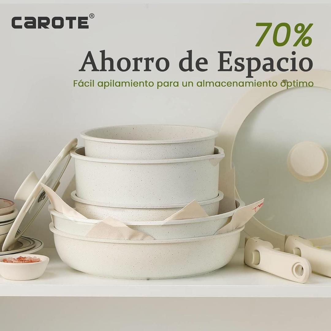 Un juego de utensilios de cocina elegante, antiadherente y muy práctico de CAROTE en Amazon