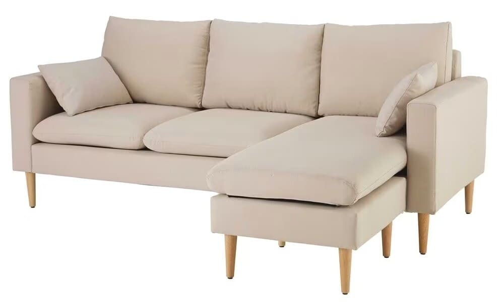 El sofá de 3/4 plazas beige con chaise longue del modelo Joey de Maisons du Monde
