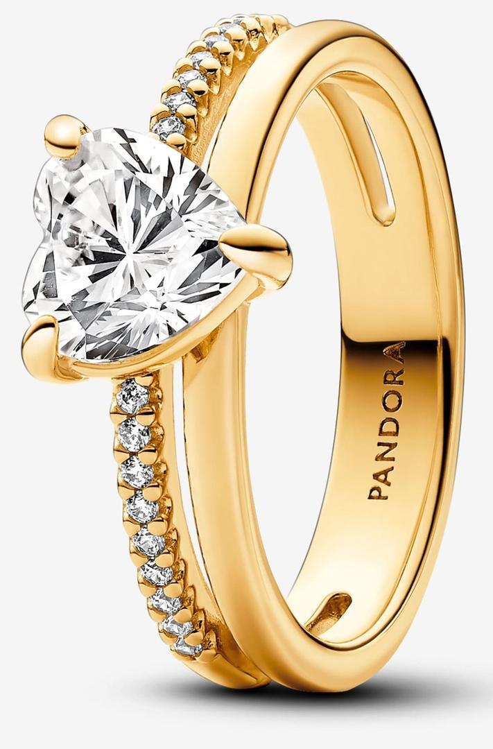 Anillo Corazón Doble Banda de Pandora