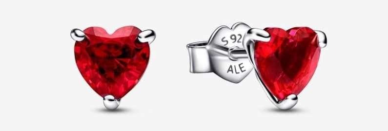 Pendientes de Botón Corazón Rojo de Pandora